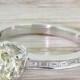 1.56 Carat Fancy Yellow Old Cut Diamond Engagement Ring, 18k White Gold