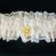 Brides garter  Wedding tradition  Vintage lace remake  Antique brooch embellishment