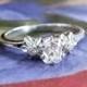 Vintage Edwardian 1920's Old Cushion Cut Diamond Engagement Ring 14k White Gold