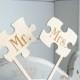 Puzzle Pieces Cake Topper Mr and Mrs Puzzle Piece Cake Topper Puzzle Cake Topper Wedding Cake Topper Rustic Cake Topper 
