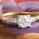 Vintage Retro 1950's Old Transitional Cut Diamond Two Tone Engagement Wedding Anniversary Ring 14k Gold Platinum