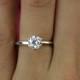 Size 6.75: 1 ct 14k White Gold Ring, 6 Prong Solitaire Ring, Engagement Ring, Man Made Diamond Simulant, Bridal Wedding Ring, Promise Ring