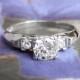Vintage Retro 1940's Old Transitional Cut Diamond Engagement Wedding Anniversary Ring Platinum