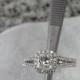1.50 Carat Princess & Round Brilliant Cut Diamond Halo Anniversary Engagement Ring in 14k White Gold