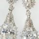 White Gold Bridal Earrings Bridesmaid Earrings Swarovski Earrings Cubic Zirconia Tear Drop Earrings Sterling Silver E265-S