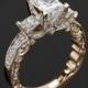 20k Rose Gold Verragio Bead-Set Princess 3 Stone Engagement Ring