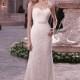 Charming Venice Lace & Satin Sheath Strapless Sweetheart Raised Waist wedding Dress - overpinks.com