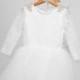 Flower girl dress tutu style Baby dress Ivory White lace bodice lace sleeves