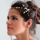 Bridal Headband, Wedding Headband, Gold Flowers and Pearls, Flowers Crown Hair, Wedding Accessory, Bridal Hair Accessory
