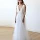 Ivory sequins bridal tulle gown, Tulle and sequins wedding gown 1094