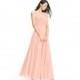 Coral Azazie Cheryl - Chiffon And Lace Illusion V Neck Floor Length Dress - The Various Bridesmaids Store