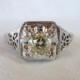 An Old Cut Champagne Diamond Filigree Engagement 14kt White Gold Ring - Brooke