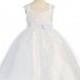 White Empire Waist Tulle Dress w/ Poly Silk Sleeve & Sash Style: DM906 - Charming Wedding Party Dresses