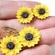 Set Sunflower Stud Earrings and Yellow Sunflower Drop Earrings, Flower Earrings, Yellow Flower Earrings, Tiny sunflower earrings