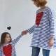 Women&#39;s Tunic Striped Oversize Tunic Long Sleeves Organic Cotton Tricot Blue & White Valentine&#39;s Heart Print Classic Stripes