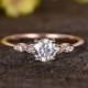 5mm Forever Classic Charles & Colvard Moissanite engagement ring,2pcs bridal ring set,14k rose gold diamond wedding ring,Round Gemstone,Deco