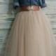Free Shipping to USA Custom Made Adult Floor Length  Champagne Tulle Skirt -for bridesmaid, photo prop