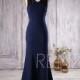 2016 Navy Blue Bridesmaid Dress Long, V Neck Lace Wedding Dress with Beading, Backless Evening Dress, Prom Dress Floor Length (H185)