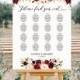 Printable Wedding Seating Chart Template, Floral Seating alphabetical, Burgundy Rose Seating Plan up to 30 Table Poster PDF Instant Download