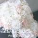 Blush Pink Ivory Brooch Sola Bouquet, Blush Wedding, Pale Pink Wedding, Alternative Bouquet, Shabby Chic, Bridal Accessories, Sola Flowers