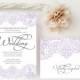 Purple wedding Invitations printed on luxury shimmer paper 