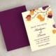 Orange and purple leaf save the dates, fall, autumn save the date magnet, branch save the date postcard, outdoor leaves, eggplant, Serena