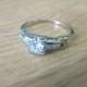 18k Solid White Gold 1/33 Round Diamond Vintage Engagement Ring Size 9