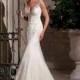 Elegant Tulle & Organza V-neck Neckline Natural Waistline Mermaid Wedding Dress With Lace Appliques - overpinks.com