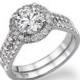 1.66 TCW Halo Engagement Ring, 14K White Gold Ring, Double Shank Diamond Ring Vintage, Halo Ring Setting, Art Deco Ring