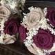Burlap Bridesmaids Bouquets in Burgundy and Natural : Burlap Wedding Bouquets, Rustic Bouquets, Wedding Bouquets, Burlap Bouquets,Bridesmaid