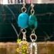 Turquoise earrings, anniversary gift, gift for sister, birthday gift, Valentine's gift, dangling earrings, hamsa hand, owl, razor, horseshoe