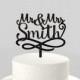 Script Mr and Mrs Last Name Wedding Cake Topper, Personalized with Last Name, Elegant Custom Script, Acrylic Cake Topper [CT104mm]