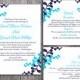 DIY Wedding Invitation Template Set Editable Word File Instant Download Printable Leaf Wedding Invitation Aqua Navy Blue Invitation