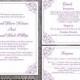 DIY Wedding Invitation Template Set Editable Word File Instant Download Printable Floral Invitation Eggplant Invitation Purple Invitations
