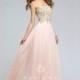 Faviana Glamour S7760 Soft Peach,Ivory, Blue,Navy Dress - The Unique Prom Store