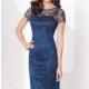Navy Blue Short Sleeved Dress by Social Occasions by Mon Cheri - Color Your Classy Wardrobe