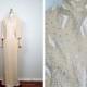 Cream & White Beaded Gown by Judith Ann Creations // Champagne Ivory Beaded Silk Dress w/ Jacket Large