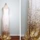 VTG Glam White & Gold Sequined Gown // Open Back White Sequin Gold Beaded Fully Embellished Dress US 2 / 4