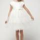 Ivory Satin Glitter Mesh Dress Style: DSK457 - Charming Wedding Party Dresses