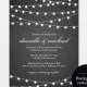 Rustic Wedding Invitation, Chalkboard Wedding Invitation, Wedding Printable, String Lights Wedding, DIY, PDF Instant Download 