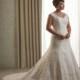 Elegant Tulle & Satin Scoop Neckline Natural Waistline A-line Plus Size Wedding Dress - overpinks.com