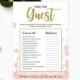 Pink and Gold Bridal Shower Find the Guest-Golden Glitter Floral Bridal Shower Find the Guest Printable Game-DIY Bridal Shower Ask the Guest