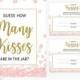 Pink and Gold Guess How Many Kisses Bridal Shower Printable Game-Instant Download PDF Golden Glitter Floral Bridal Shower Personalized Game
