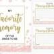 Gold and pink my favorite memory of the bride cards and sign-Printable Instant Download PDF File Golden Glitter Bridal Shower, Bachelorette