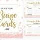 Pink and Gold Bridal Shower Recipe Cards and Sign-Printable Golden Glitter Floral Bridal Shower Recipe Card-DIY Bridal Shower Activity Game