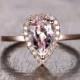 6x9mm Pear Cut Pink Morganite Ring 14K Rose Gold Morganite Engagement Ring Tear Drop Morganite Ring Prong Set
