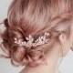 Rose Gold Hair Comb, Bridal Hairpiece, Bridal Headpiece, Rose Gold Bridal Comb
