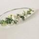 Wedding succulent headband Bridal head wreath with succulents and flowers boho untailored floral crown Wedding floral tiara green ivory tiar