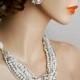 Bridal Necklace and Earrings Set, Bridal Jewelry Set, Swarovski Pearl Necklace Earrings, Bridal Earrings Vintage, Pearl Rhinestone Crystal