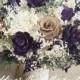 Plum Sola Bouquet, Plum Champagne Sola Flower Bouquet, Burlap Lace,Purple Bouquet,Alternative Bouquet, Bridal Accessories, Keepsake Bouquet